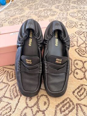 Miu Miu Ruches Nappa Leather Loafers